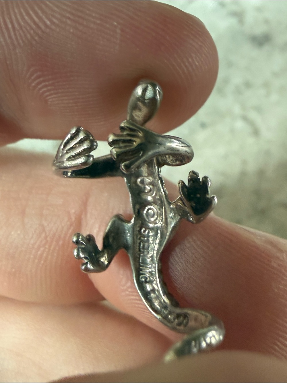 Vintage Sterling Silver Lizard Ear Climber ear cuff - Silver - Picture 4 of 4